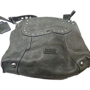Ellington Grey Leather Studded Hobo Shoulder Bag